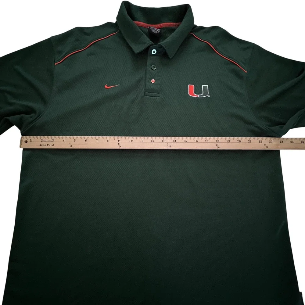 Nike Team Miami‎ Hurricanes Sphere Dry Polo Shirt Mens XL Green NCAA Football